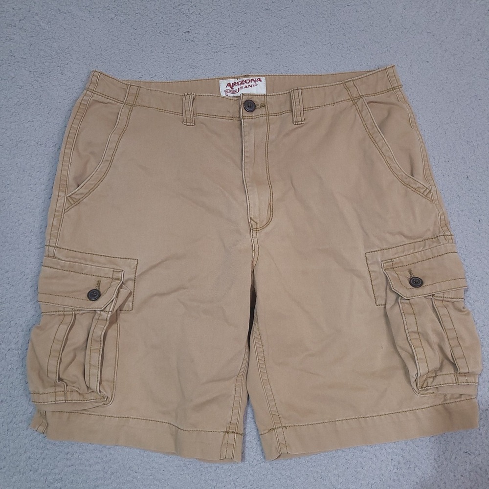 Arizona Jean Cargo Shorts Men's 36 Brown Flat Front Casual Work Utility